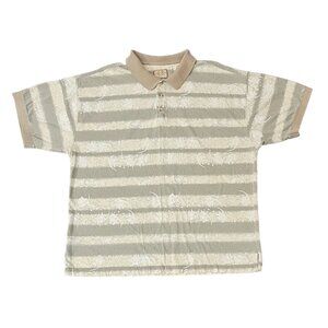 L.B. Brown Tan Striped Short Sleeve Golf  Polo Shirt Mens Size XXL Vintage USA
